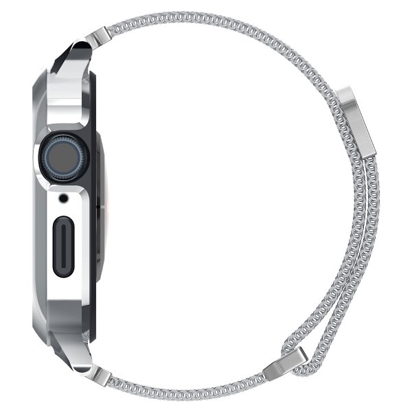 Spigen Apple Watch 45mm Skal med Armband Metal Fit Pro Silver