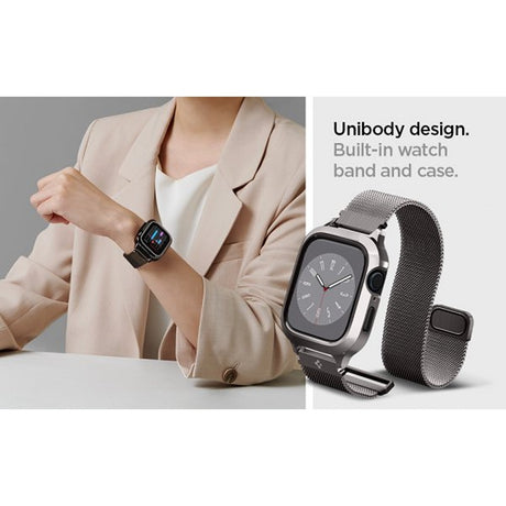 Spigen Apple Watch 45mm Skal med Armband Metal Fit Pro Graphite