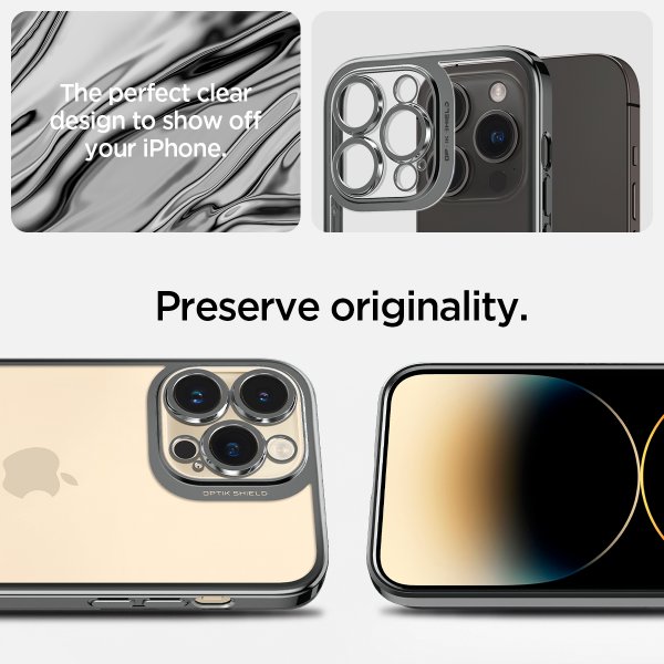 Spigen iPhone 14 Pro Max Skal Optik Crystal Chrome Gray
