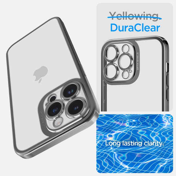 Spigen iPhone 14 Pro Max Skal Optik Crystal Chrome Gray
