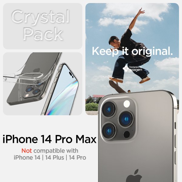 Spigen iPhone 14 Pro Max Skal med Skärmskydd Crystal Pack Crystal Clear