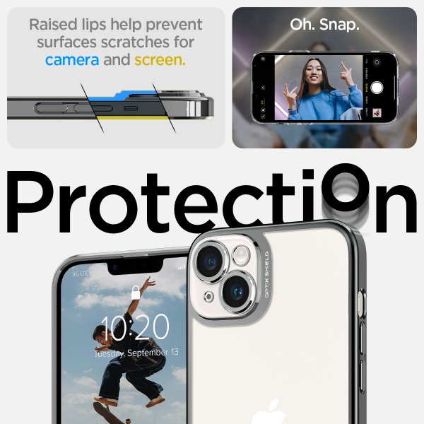 Spigen iPhone 14 Plus Skal Optik Crystal Chrome Gray