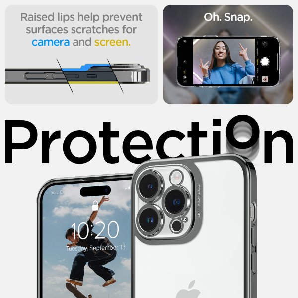 Spigen iPhone 14 Pro Skal Optik Crystal Chrome Gray