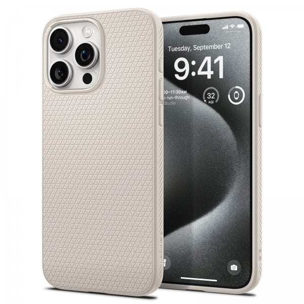 Spigen iPhone 15 Pro Max Skal Liquid Air Natural Titanium