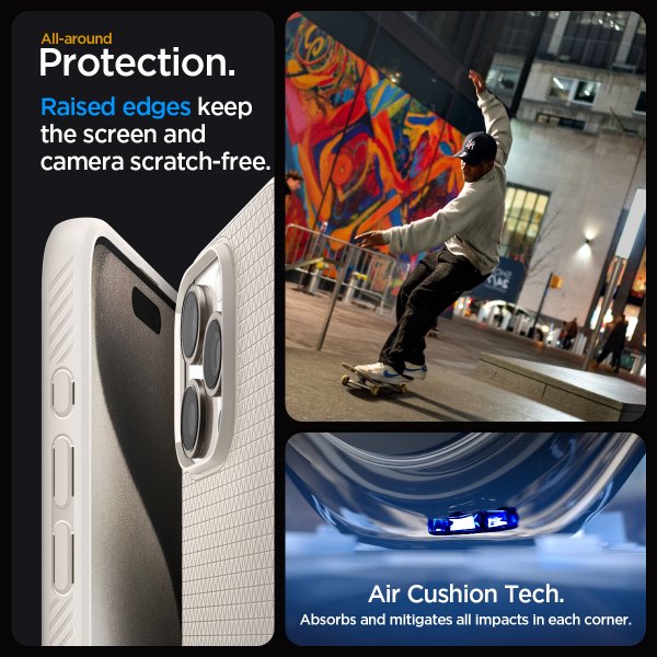 Spigen iPhone 15 Pro Skal Liquid Air Natural Titanium