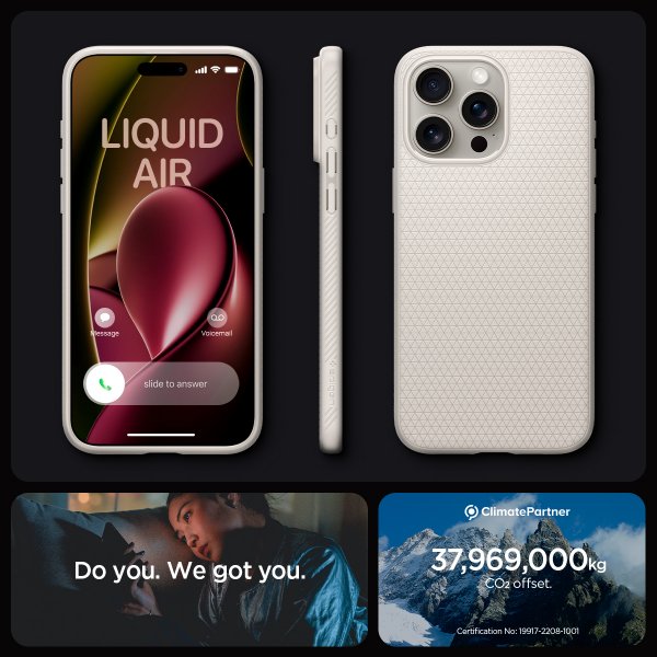 Spigen iPhone 15 Pro Skal Liquid Air Natural Titanium