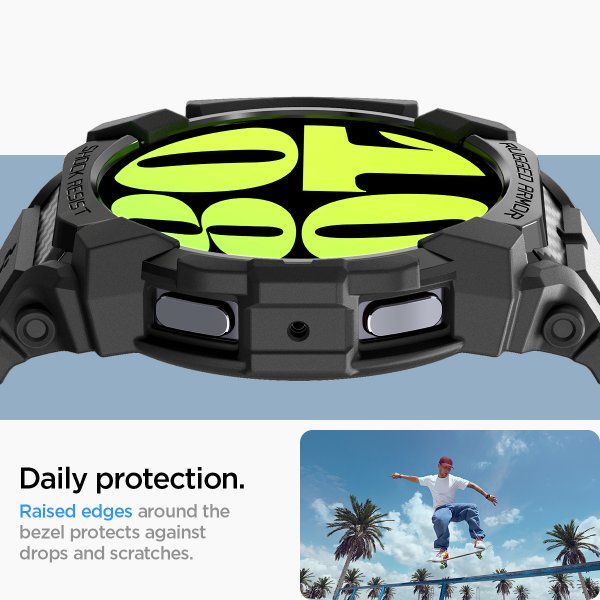 Spigen Samsung Galaxy Watch 7 44mm Armband och Skal Rugged Armor Pro Matte Black