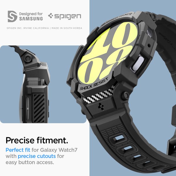 Spigen Samsung Galaxy Watch 7 44mm Armband och Skal Rugged Armor Pro Matte Black