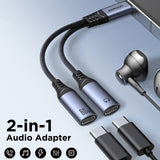 Joyroom Adapter 2-in-1 Audio Adapter USB-C to dual USB-C
