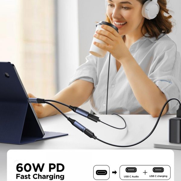 Joyroom Adapter 2-in-1 Audio Adapter USB-C to dual USB-C