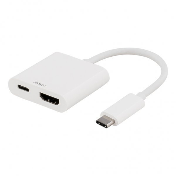 Deltaco Adapter USB-C till HDMI 60W Vit