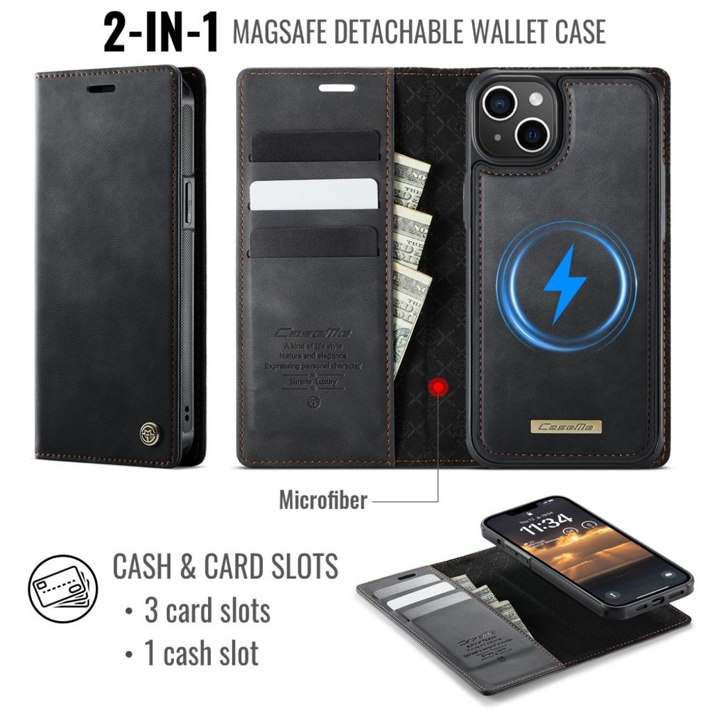 CaseMe iPhone 15 Fodral C49 Series Svart
