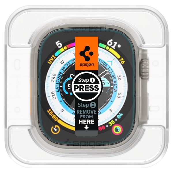 Spigen Apple Watch Ultra Skärmskydd GLAS.tR EZ Fit 2-pack