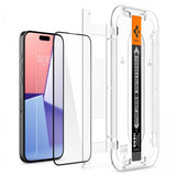 Spigen iPhone 15 Pro Max Skärmskydd GLAS.tR EZ Fit FC Svart 2-pack