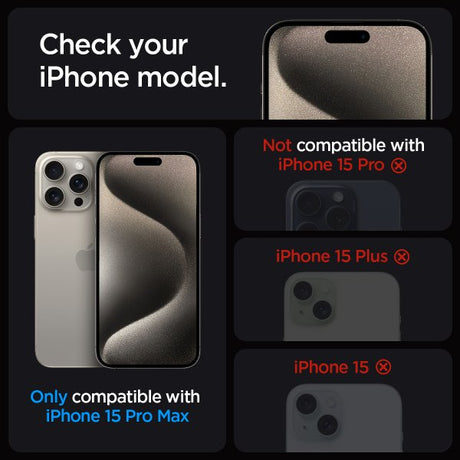 Spigen iPhone 15 Pro Max Skärmskydd GLAS.tR EZ Fit FC Svart 2-pack