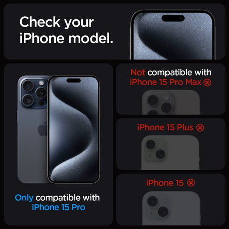 Spigen iPhone 15 Pro Skärmskydd GLAS.tR EZ Fit FC Svart 2-pack