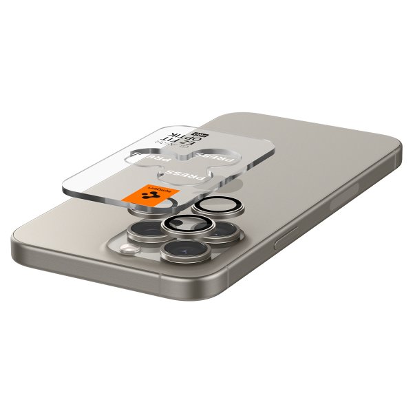 Spigen iPhone 15 Pro/iPhone 15 Pro Max Kameraskydd GLAS.tR EZ Fit Optik Pro 2-pack Natural Titanium