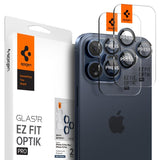 Spigen iPhone 15 Pro/iPhone 15 Pro Max Kameraskydd GLAS.tR EZ Fit Optik Pro 2-pack Blue Titanium