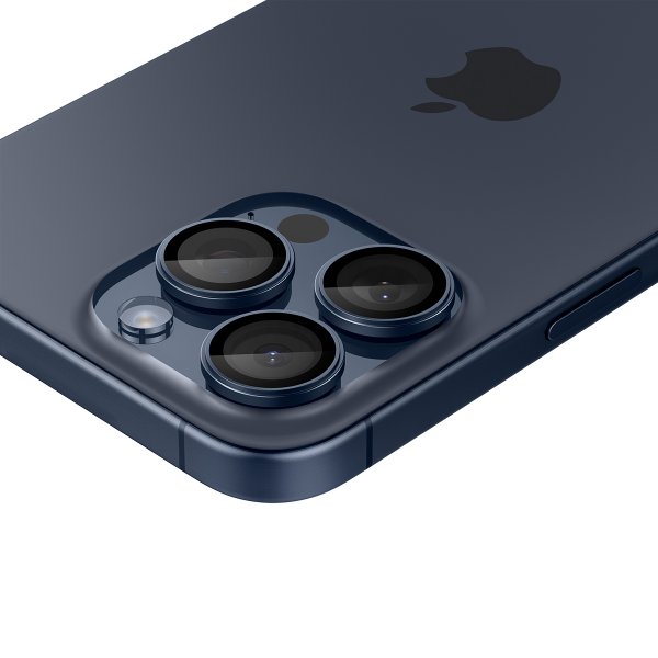 Spigen iPhone 15 Pro/iPhone 15 Pro Max Kameraskydd GLAS.tR EZ Fit Optik Pro 2-pack Blue Titanium