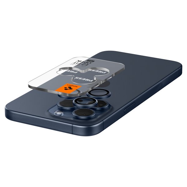 Spigen iPhone 15 Pro/iPhone 15 Pro Max Kameraskydd GLAS.tR EZ Fit Optik Pro 2-pack Blue Titanium
