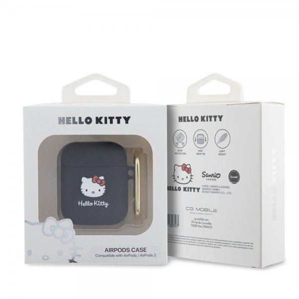 Hello Kitty AirPods 1/2 Skal Liquid Silicone Svart