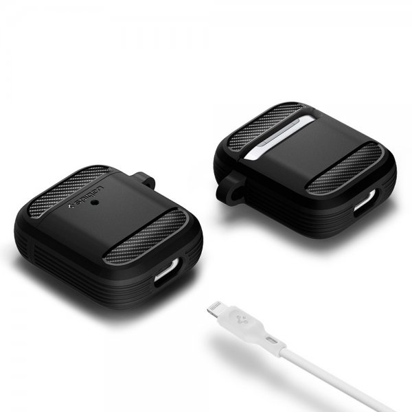 Spigen AirPods 1/2 Skal Rugged Armor Svart