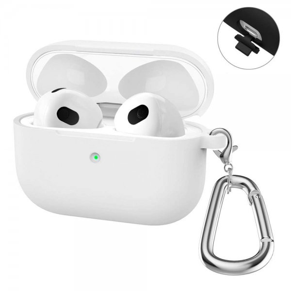 Enkay AirPods 3 Skal i Silikon med Karbinhake Vit