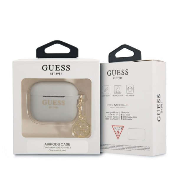 Guess AirPods 3 Skal Classic Logo 4G Charm Grå