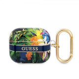 Guess AirPods 3 Skal Flower Print & Gold Hook Blå