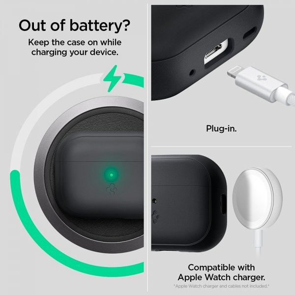 Spigen AirPods Pro 2 Skal Silicone Fit + Strap Svart