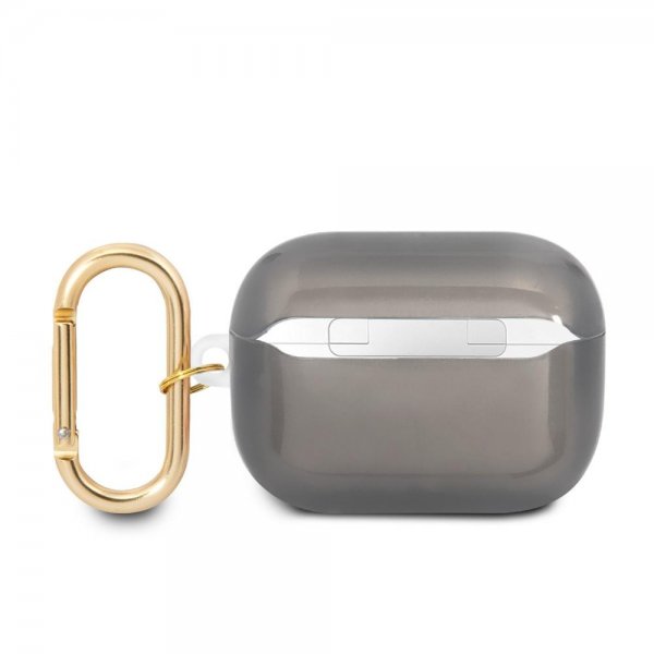 Guess AirPods Pro Skal Printed Stripe & Gold Hook Svart