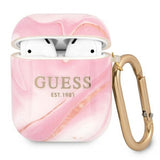 Guess AirPods (1/2) Skal Shiny Marble Rosa