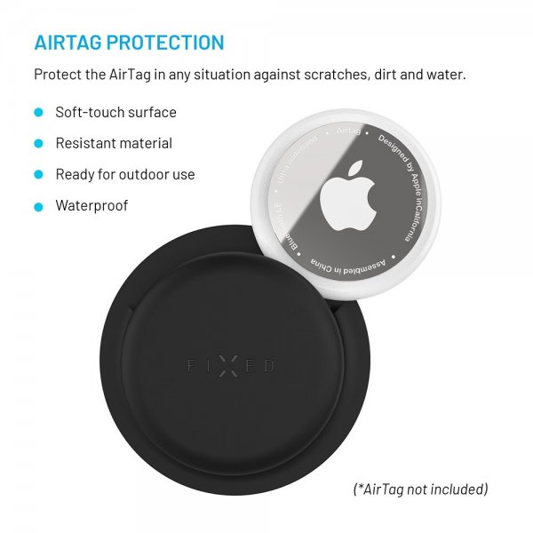 Fixed AirTag Hållare Silky Sticker 2-pack Svart