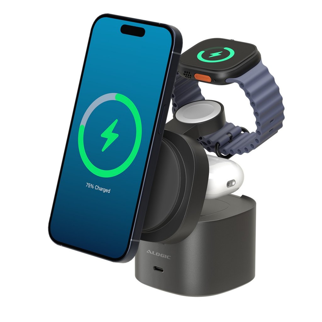 Alogic Trådlös Laddare PowerPod 4-in-1 Qi2 Svart