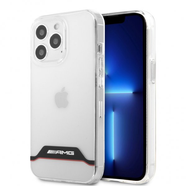 AMG iPhone 13 Pro Max Skal Electroplated Horizontal Stripes Röd Transparent