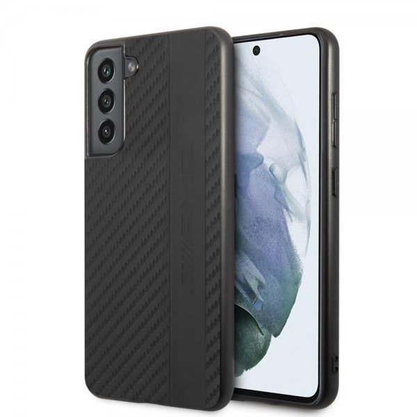 AMG Samsung Galaxy S21 FE Skal Leather Stripe Carbon Svart
