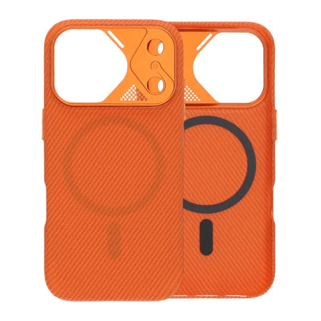 iPhone 17 Pro Max Skal Kolfibermönster MagSafe Orange