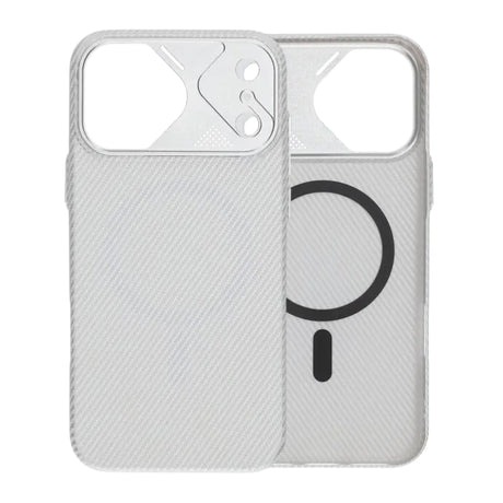 iPhone 17 Pro Max Skal Kolfibermönster MagSafe Silver