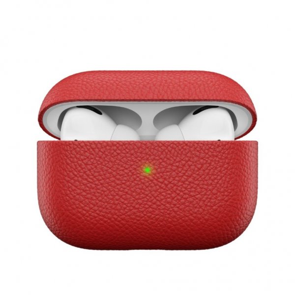KeyBudz AirPods Pro Skal PodSkinz Äkta Läder Röd