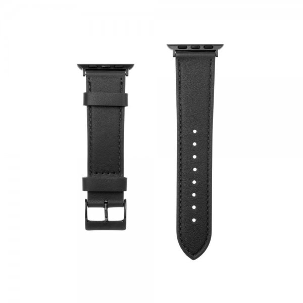 Fixed Apple Watch 38/40/41/42mm Armband Leather Strap Svart