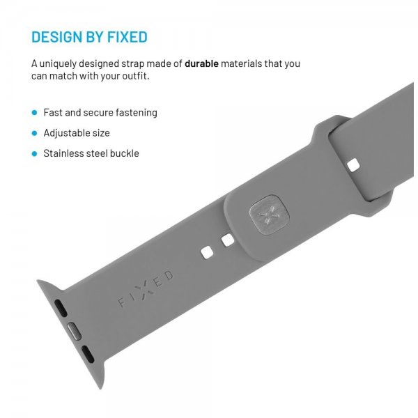 Fixed Apple Watch 38/40/41/42mm Armband Silicone Sporty Strap Grå