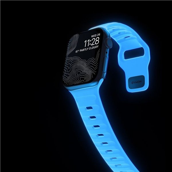 Nomad Apple Watch 38/40/41/42mm Armband Sport Band Icy Blue Glow