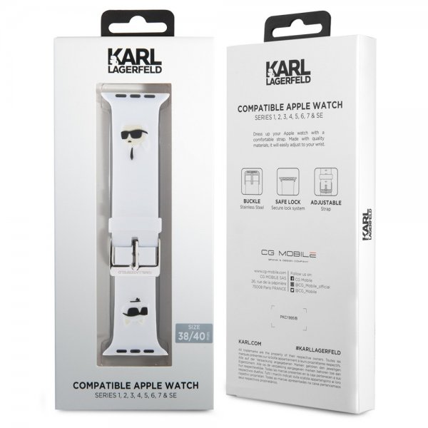 Karl Lagerfeld Apple Watch 38/40/41/42mm Armband Rubber NFT Karl & Choupette Vit