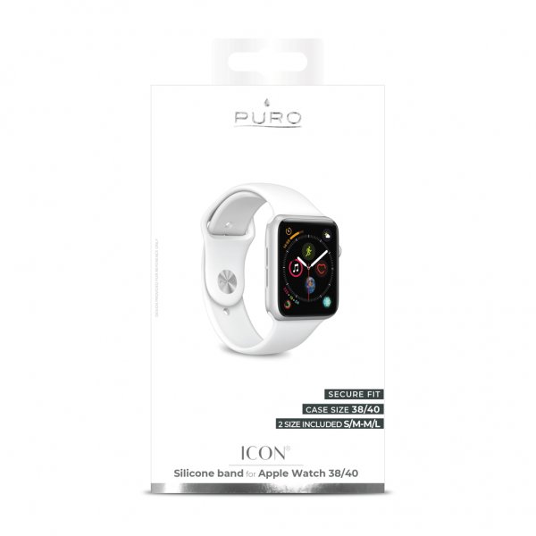 Puro Apple Watch 38/40/41/42mm Armband ICON Silicone Band Vit