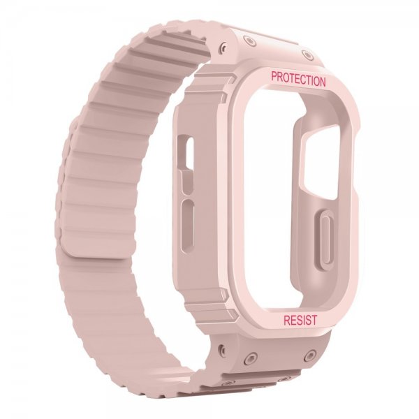 Apple Watch 40/41mm Armband med Skal Silikon Magnetstänging Rosa