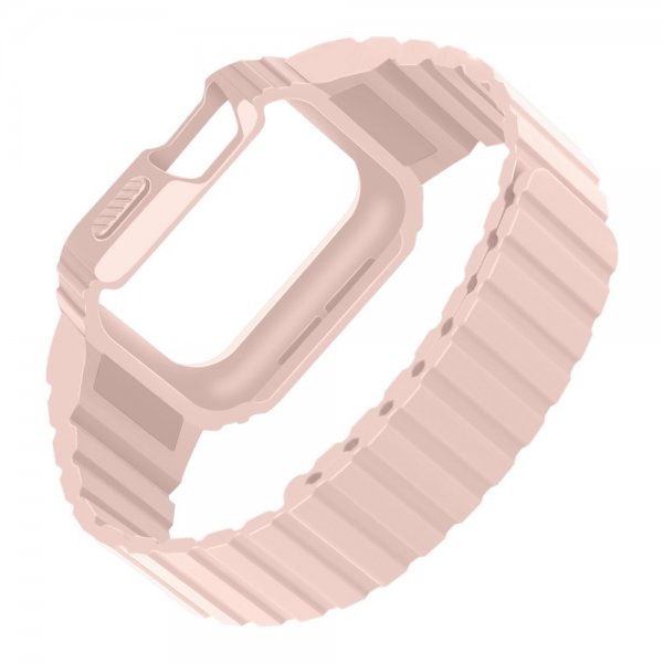 Apple Watch 40/41mm Armband med Skal Silikon Magnetstänging Rosa
