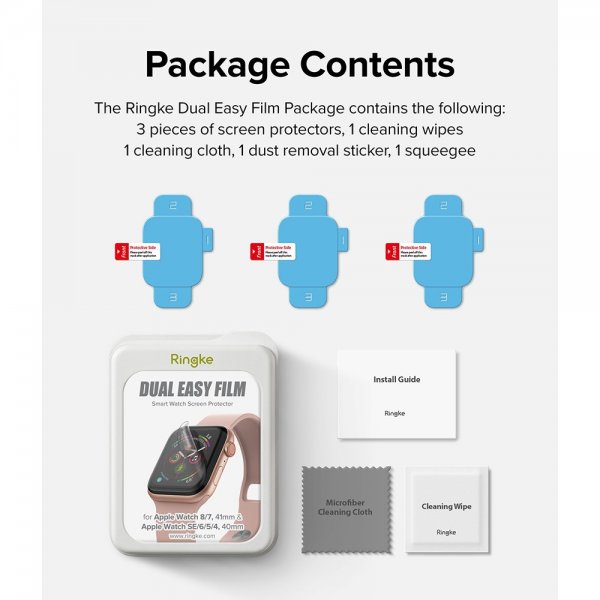 Ringke Apple Watch 40/41mm Skärmskydd Dual Easy Film 3-pack