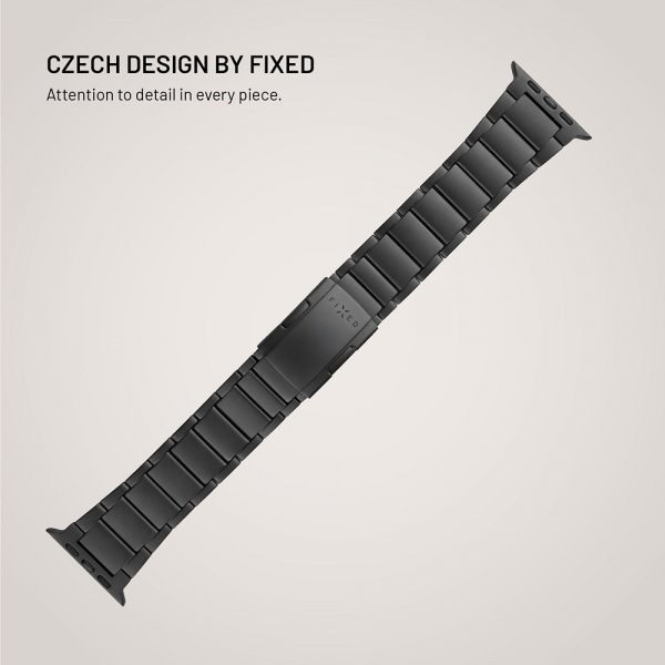 Fixed Apple Watch 42/44/45/46mm Armband Titanium Strap Svart