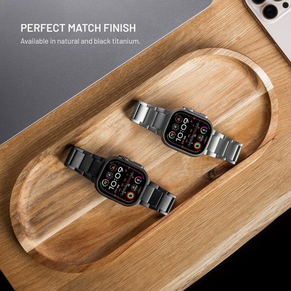 Fixed Apple Watch 42/44/45/46mm Armband Titanium Strap Svart