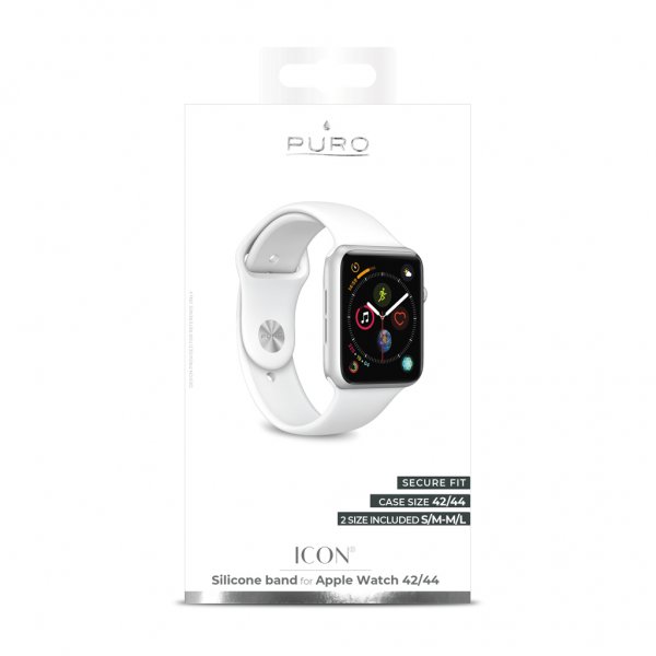 Puro Apple Watch 44/45/46mm/Apple Watch Ultra Armband ICON Silicone Band Vit